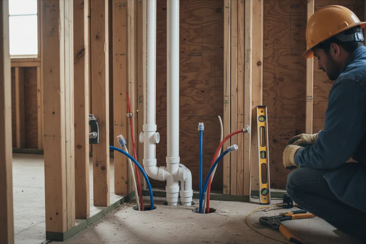 Drain and supply rough-in during Leak Detection in Hemlock